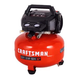 Red Craftsman air compressor with black motor and handles.